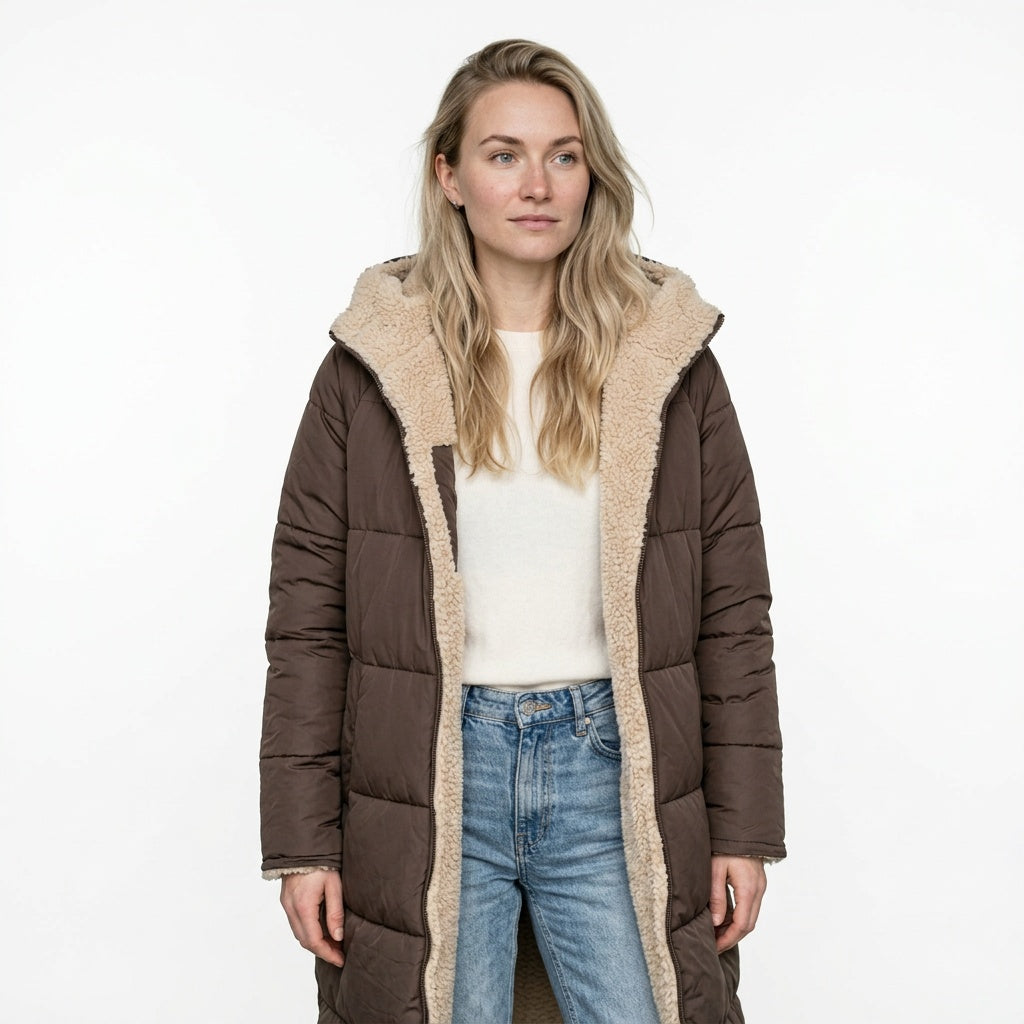 Lang frakke dame vendbar brun