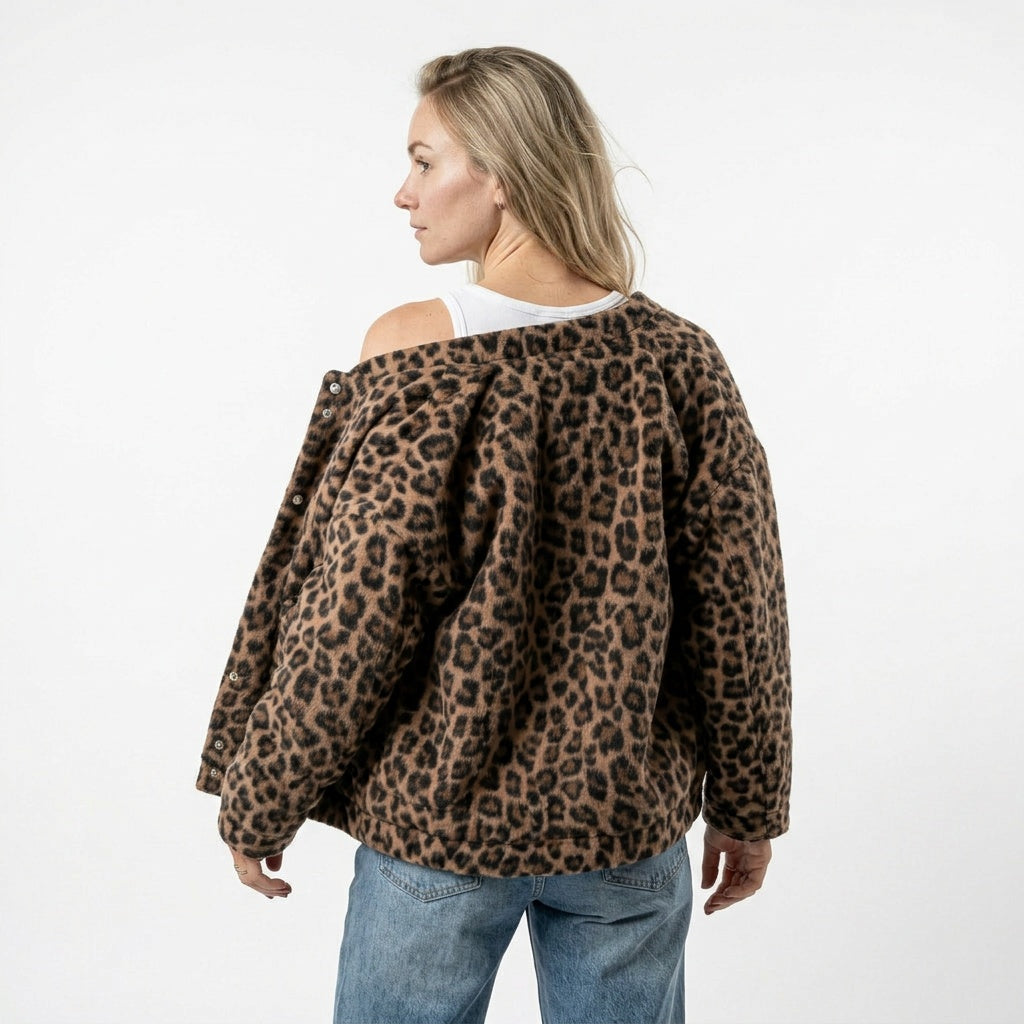 Bomberjakke dame leopardprint set bagfra